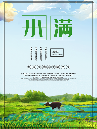 传统节气小满插画海报