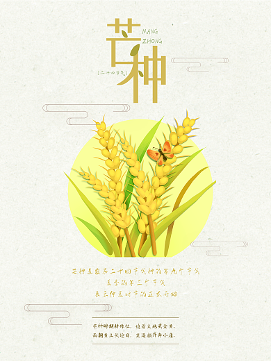 简约中国传统芒种节气海报