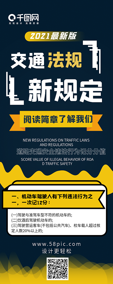 交通法规新规定简约严肃普法信息长图