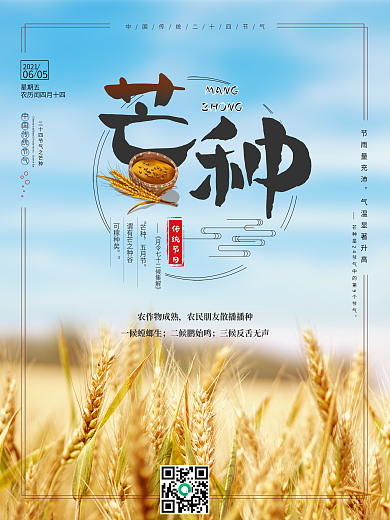 简约风二十四节气芒种摄影图创意海报