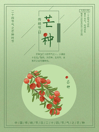 原创芒种手绘杨梅海报