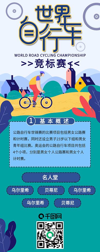 世界自行车锦标赛公路比赛活动介绍信息长图