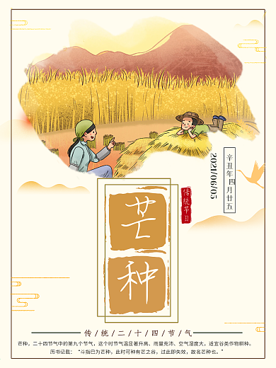 传统二十四节气芒种节日海报