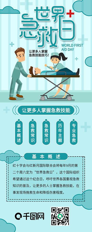 世界急救日救护伤员干货分享信息长图