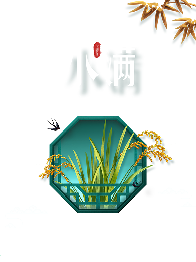 简约风留白二十四节气小满节日宣传海报