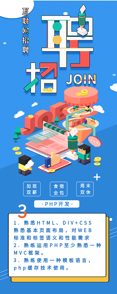 简约2.5D企业互联网招聘信息长图