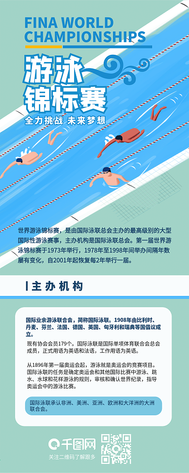 游泳世锦赛游泳比赛简约信息长图