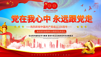 建党党建百年地产大气海报展板