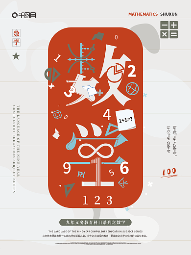原创字融画风格高考科目系列海报之数学