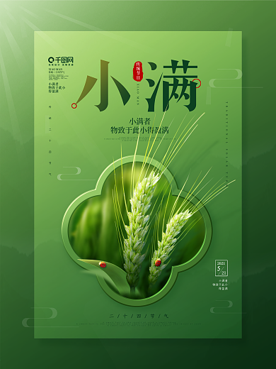 简约风摄影图二十四节气小满节日宣传海报