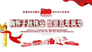 胸怀千秋伟业恰是百年风华主题展板