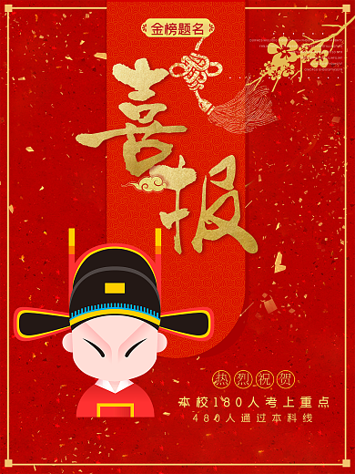 创意中国风中高考喜报海报