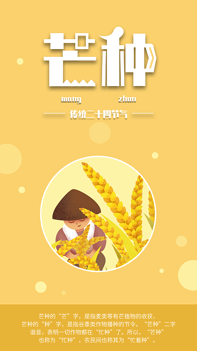 芒种稻田背景手机海报配图