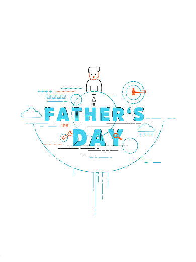 父亲节扁平化字体插画海报