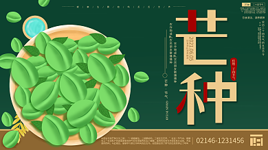 原创简约二十四节气之芒种宣传节气展板