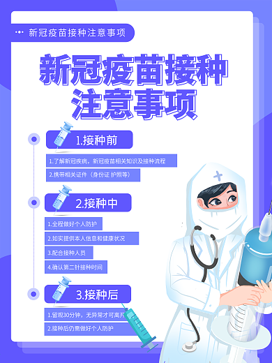 新冠疫苗接种注意事项海报