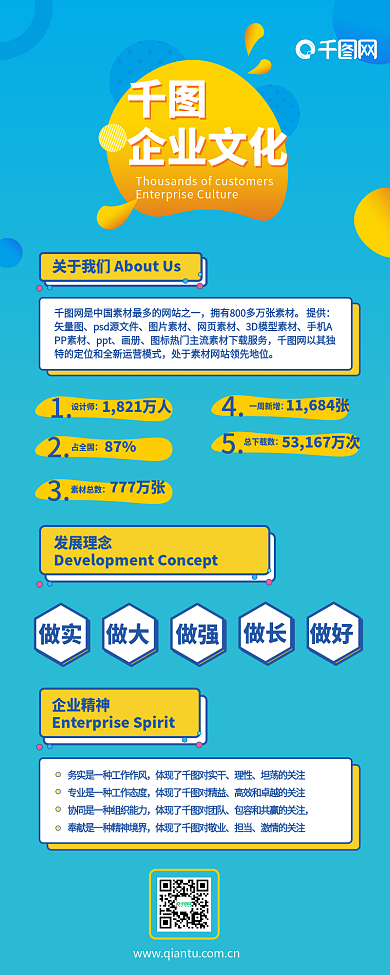 原创简约不规则渐变图形企业文化信息长图