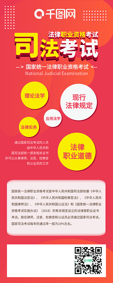 司法考试简约流体渐变教育科普信息长图