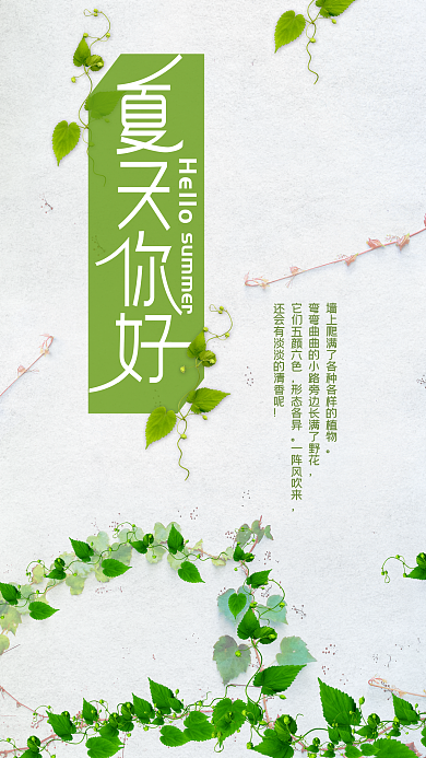 清新植物夏天你好手机用图