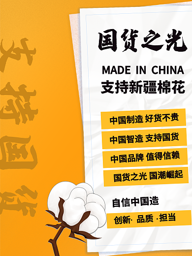支持国货海报简约国潮风