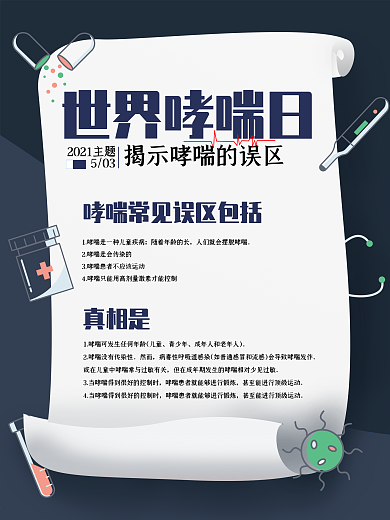 国际哮喘日宣传海报