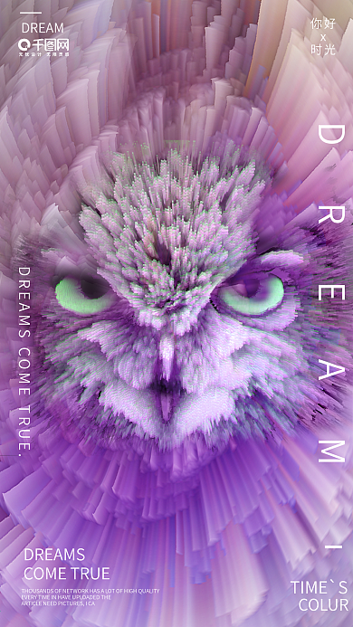 彩色炫酷猫头鹰合成