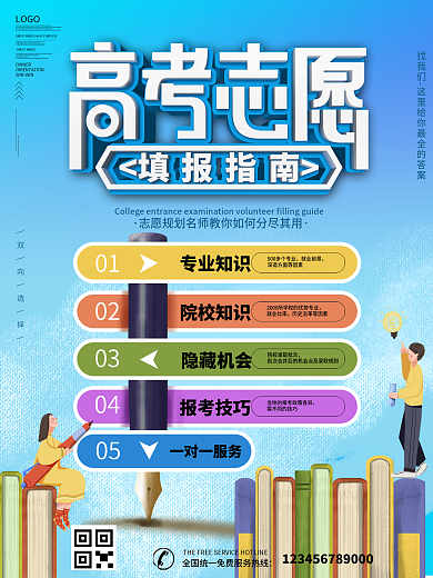 简约创意路牌高考志愿填报指南宣传海报