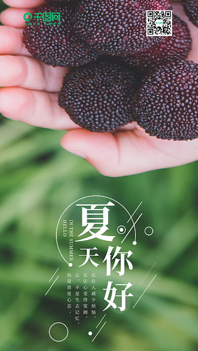 简约夏天你好手机海报设计