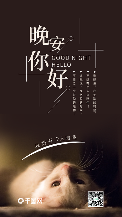 晚安你好手机海报设计