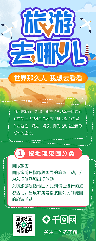 小清新绿色旅游出行信息长图