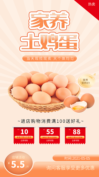 家养土鸡蛋鸭蛋皮蛋促销宣传海报