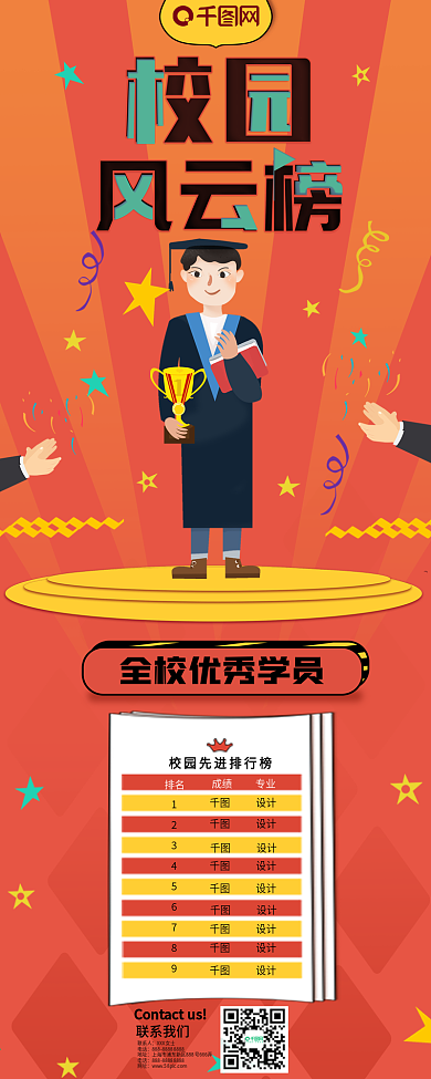 校园风云排行榜内容信息长图