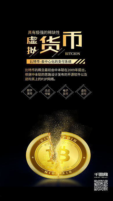 黑金风比特币金融科技宣传海报配图
