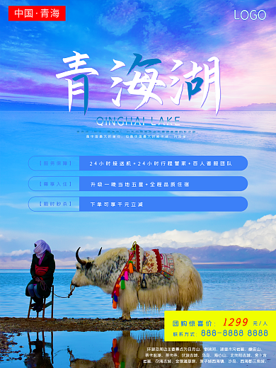 青海之海北青海湖旅游海报