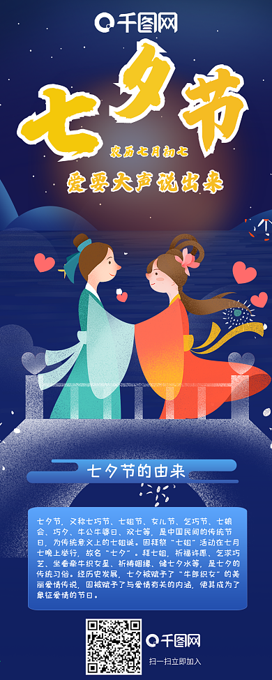 创意中国风七夕节信息长图