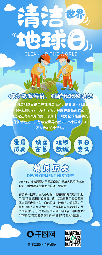 世界清洁地球日劳动人民信息长图
