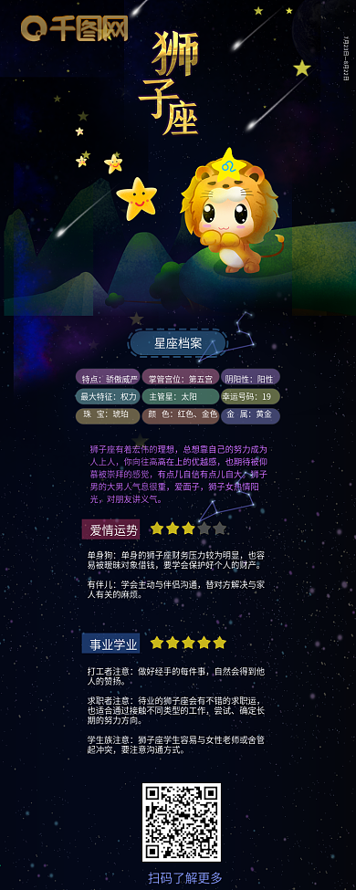 狮子座星座干货分享信息长图