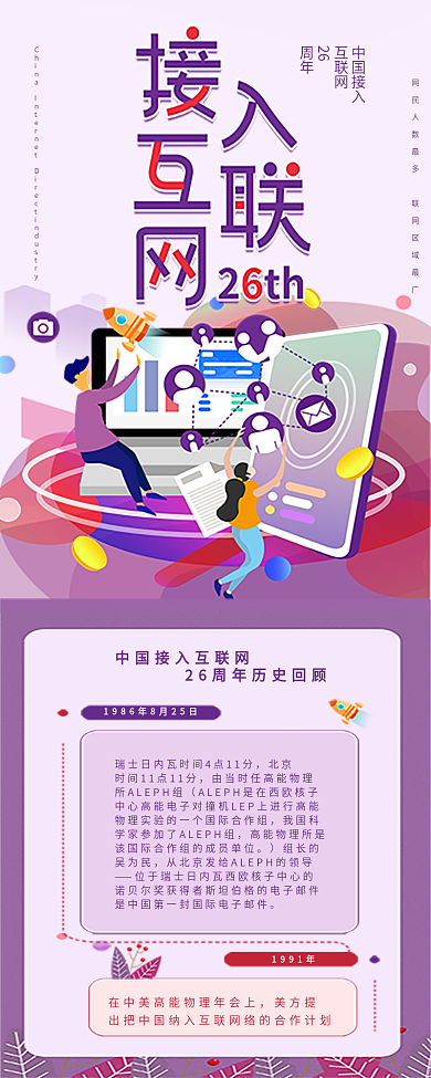 中国接入互联网26周年回顾时间线信息长图