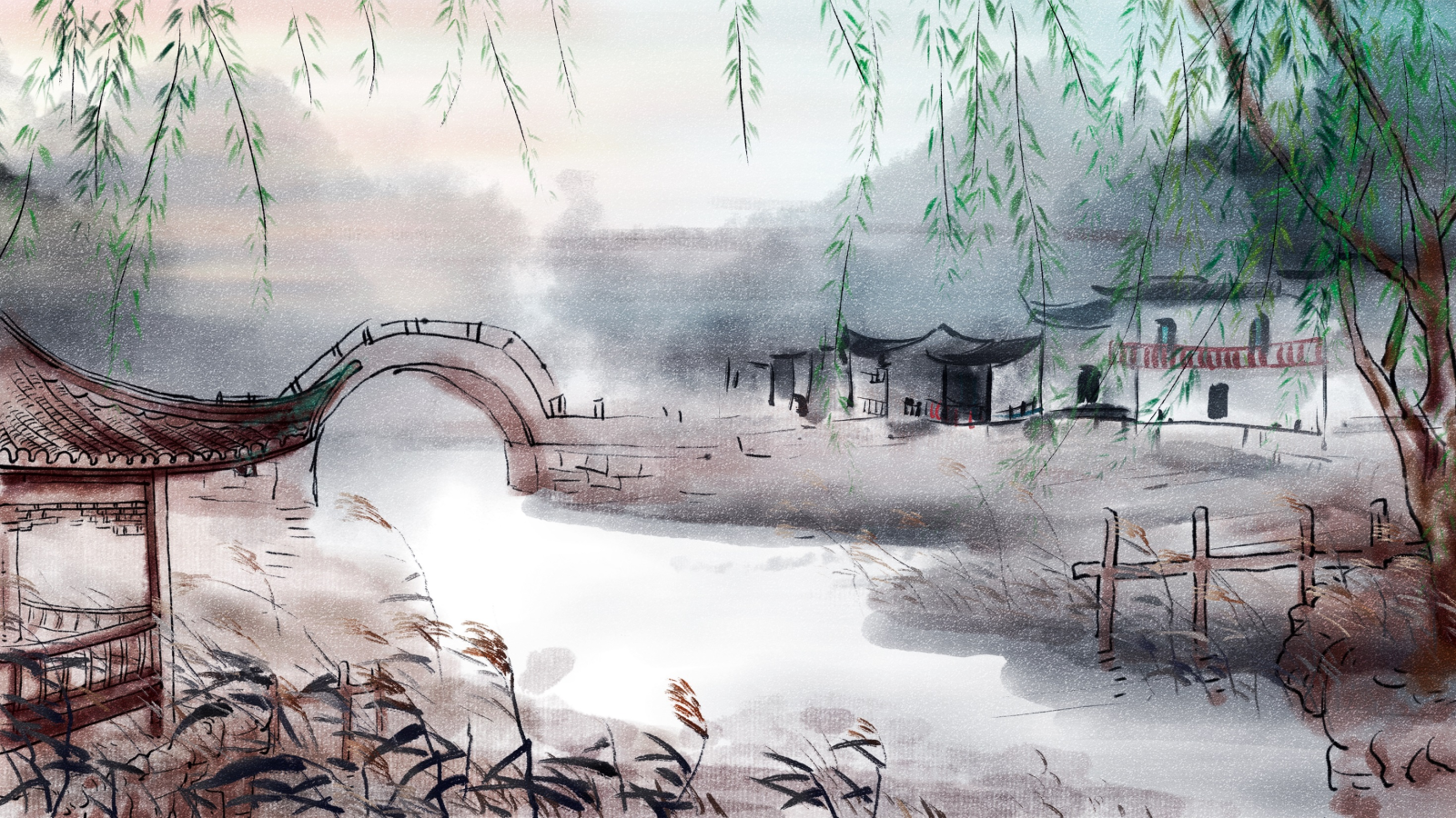 唯美古風(fēng)水墨工作匯報PPT模板