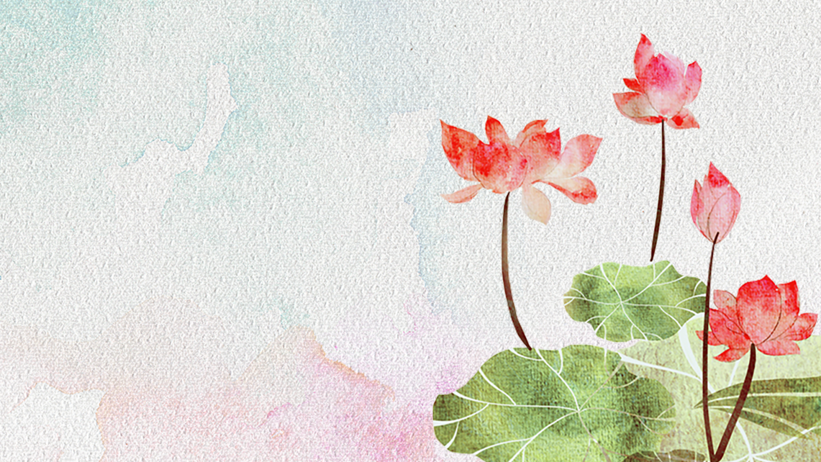 中國風(fēng)清新水彩荷花PPT模板