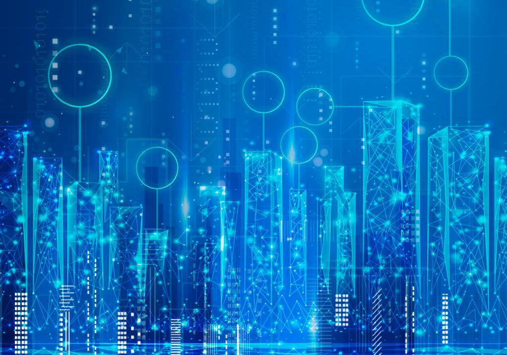 藍黑未來智慧城市科技感極簡工作匯報ppt