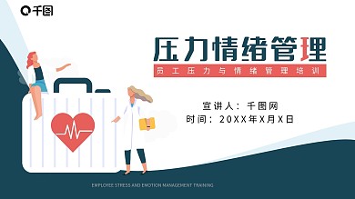 插画员工压力与情绪管理培训动态PPT模板