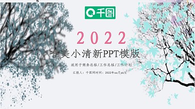 花纹小清新唯美工作汇报PPT模板