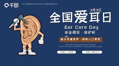 内容型国际爱耳日公益活动教育PPT模板