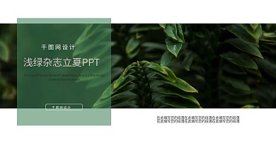 墨绿杂志风立夏PPT