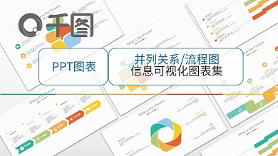 并列关系流程图信息可视化图表集PPT模板