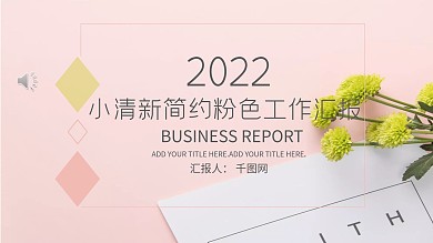 小清新简约粉色工作汇报PPT模板