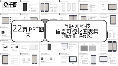 IOS灰色互联网科技信息可视化PPT图表