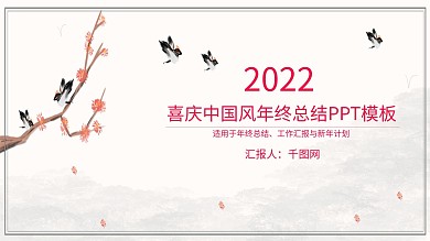 2022喜庆中国风年终总结PPT模板