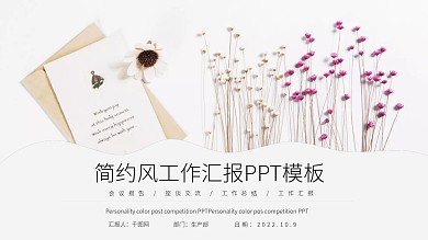 简约风唯美工作汇报PPT模板